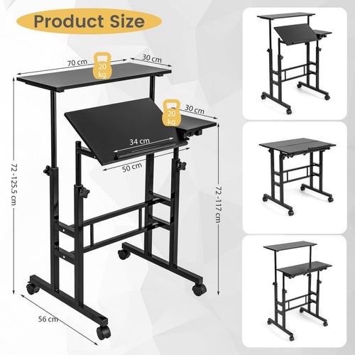 Mobile Standing Desk w/ Flip-over Desktop&Portable Stand Up Desk for Home - Picture 10 of 10