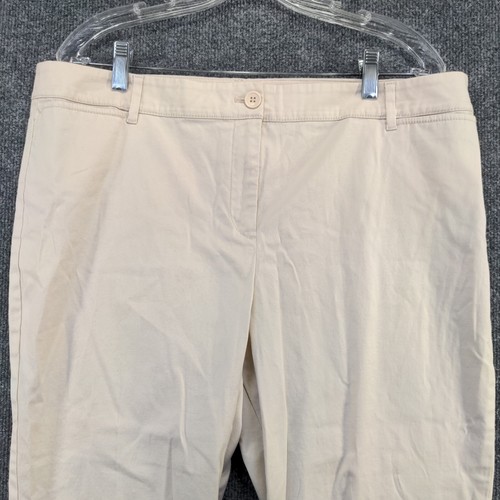 Talbots Women's Perfect Crop Pants Petite 16P Cream Flat Front Button Hem - 第 3/11 張圖片