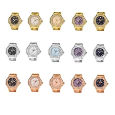 Men Womens Creative Rhinestone Analog Quartz Finger Watch Ring Watch Adjust Band