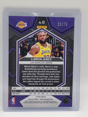 2023-24 Mosaic Lebron James /75 #92 | eBay