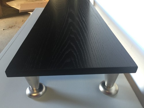 Solid Oak TV Riser Stand in Modern Style with Pillar Legs Black Finish - Picture 16 of 29