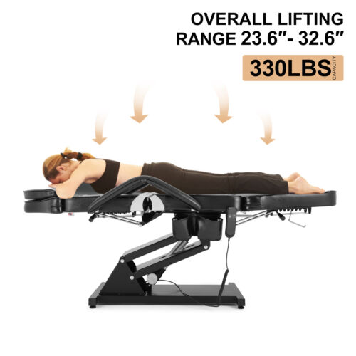 Black/White Electric Lift Massage Table Recline Facial Bed TattooBeauty SalonSpa - Picture 6 of 25
