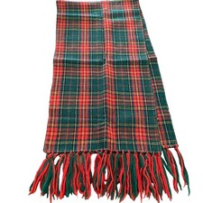 Vtg The Specialty House Scarf Wool Blend Red Green Yellow Plaid 50" x 13.25"