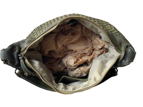 BORSA DONNA VERA PELLE INTRECCIATA VINTAGE - Foto 8 di 11