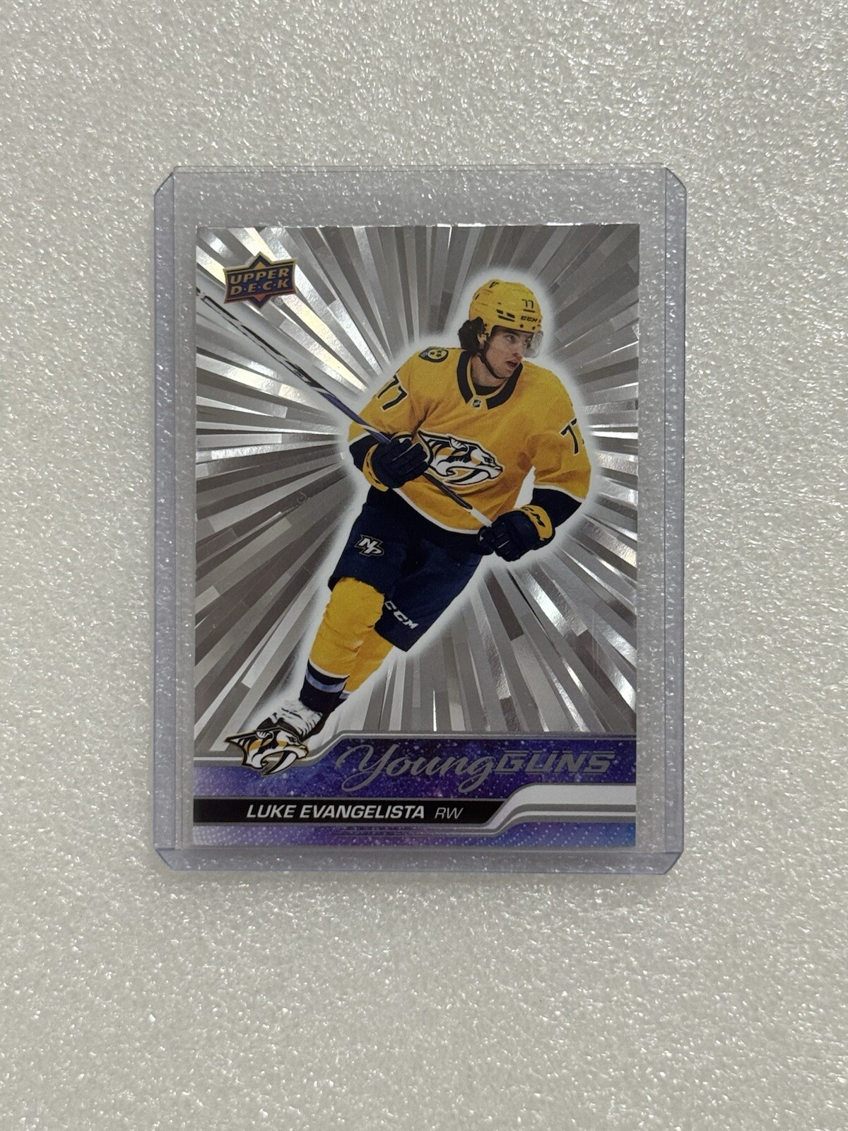 2023-24 Upper Deck Series 1 LUKE EVANGELISTA YOUNG GUNS ROOKIE OUTBURST RC #221