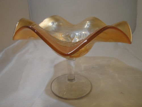 FENTON MARIGOLD CARNIVAL GLASS FOOTED RUFFLED - Picture 8 of 8