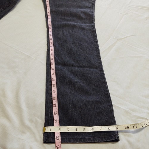 Pantalones de mezclilla negros descoloridos Glory 14 largos 33,5" entrepierna elásticos pierna recta relajada - Imagen 9 de 9