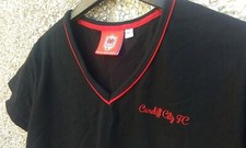 CHEMISE DE FOOTBALL CARDIFF CITY par OFFICIAL CCFC, FEMME UK TAILLE 12, BUSTE 40" NOIR