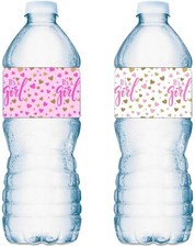 20 Its a Girl Water Bottle Labels Pink and White Baby Shower Party Waterproof