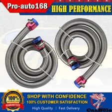 2PCS Universal Fuel Line Kit Gas 3/8 in. id. 3ft Length Braided Stainless Steel