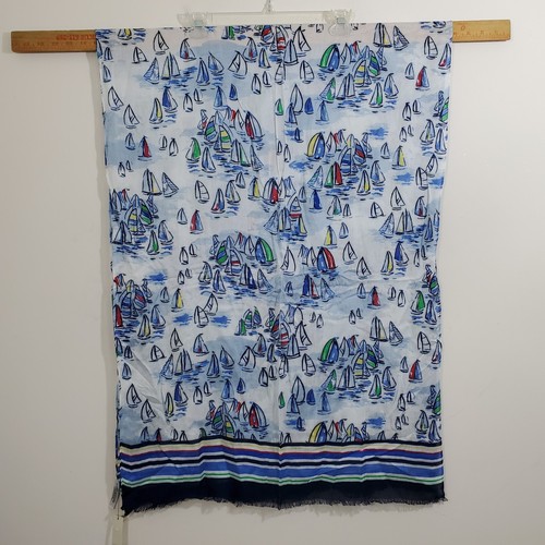 Talbots Sailboat Rectangle Fringe Scarf Colorful Lightweight Nautical NWT - Picture 2 of 9