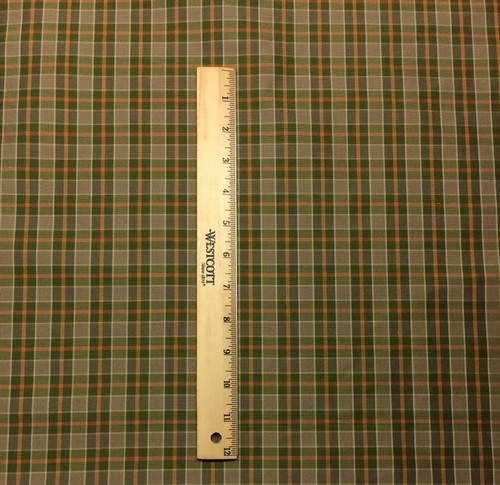 DESIGNER 100% SILK CHECK FERN GREEN RED STRIPE MULTIUSE FABRIC BY THE YARD 55"W - Picture 3 of 5