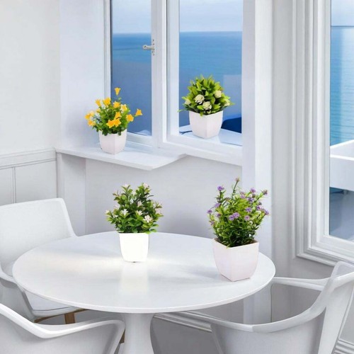 4 Stück Künstliche Blumen Topfpflanzen Realistisch Faux Eukalyptus Grünzeug Dekor - Bild 8 von 12