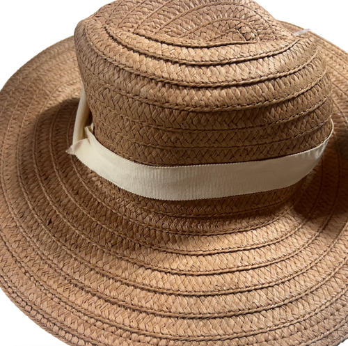 NUEVO SOMBRERO DE PAJA TRENZADO MADEWELL CÁLIDO NUEZ MOSCADA MD832 S-M S M CINTA DE MARFIL - Imagen 9 de 11