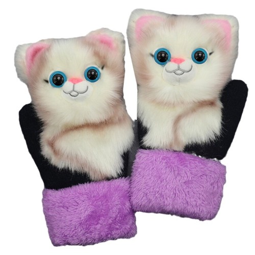 Knitted 3D Animal Gloves Full Finger Gloves Fleece Lined Gloves for Kids Toddler - Picture 5 of 20