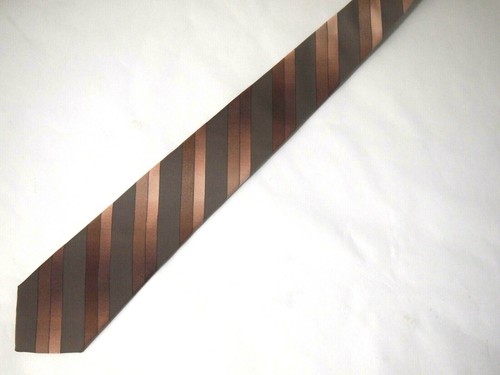 Corbata corta vintage a rayas marrón 55" Carriage Cravats para hombre de colección - Imagen 2 de 4