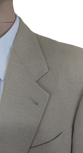 Zanella Italy Two Button Beige Wool Silk Blazer Sport Coat Jacket 42S - Picture 3 of 12
