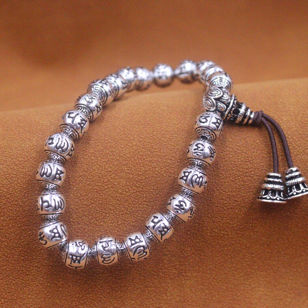 Real 999 Silver Silver Bracelet For Men 8mm Sutra Ball Real 999 Silver Silver Bracelet For Men 8mm Sutra Ball
