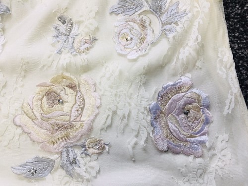 Monsoon Wedding Guest Dress - IVORY with Flowers, Sequins, Silk Trim - UK 12 VGC - Picture 11 of 12
