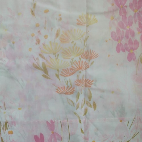 VTG Cannon Royal Family Full Flat Sheet Pink Flower No Iron Percale Shabby Chic - Picture 3 of 7
