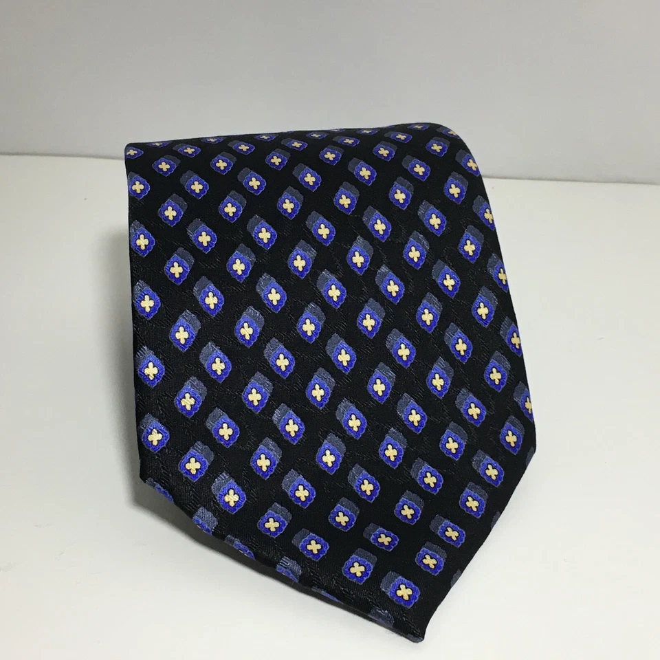 JOS. A. Corbata de seda geométrica para hombre BANK Executive Collection negra azul amarilla Foto 2 de 4