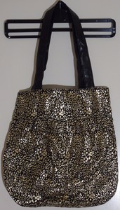 George Asda Las Medium Black Gold Handbag With Design Image Is Loading George Asda Las Medium Black Gold Handbag With