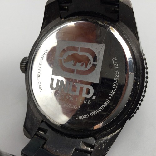 Unltd. By Marc Ecko Watch Men 46mm Black Tone Gunmetal New Battery 7.25" - Picture 11 of 15