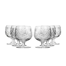 Set of 6 Neman Glassworks, 10-Oz Hand Made Vintage Russian Crystal Glasses