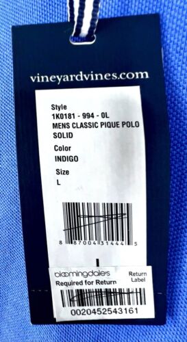 VINEYARD VINES New Large Cotton Pique Logo Polo Short Sleeves Blue Golf Shirt XL - Picture 16 of 24