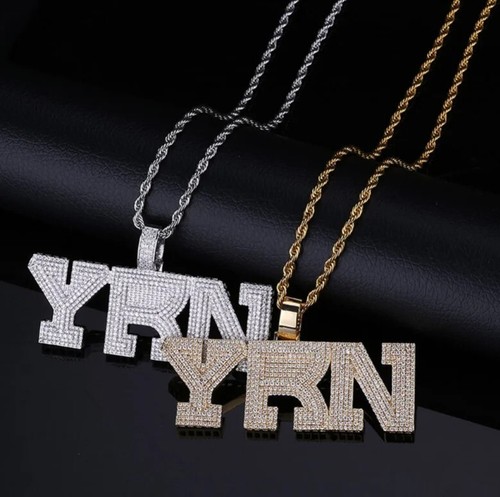 HipHop Iced Crystal Bling YRN Pendant Necklace CZ Chain Men Punk Fashion Jewelry - Picture 1 of 8