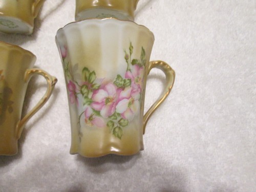 Nippon Hand Painted Chocolate Pot Set 4 Demitasse Cups - Picture 3 of 21