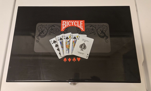 Bicycle Playing Cards & Poker Chips Wood Storage Box Read - Picture 2 of 12