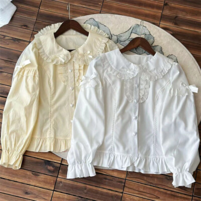 Autumn Lolita Mori Girl Loose Blouse Doll Collar Student Long Sleeve Tops Shirts