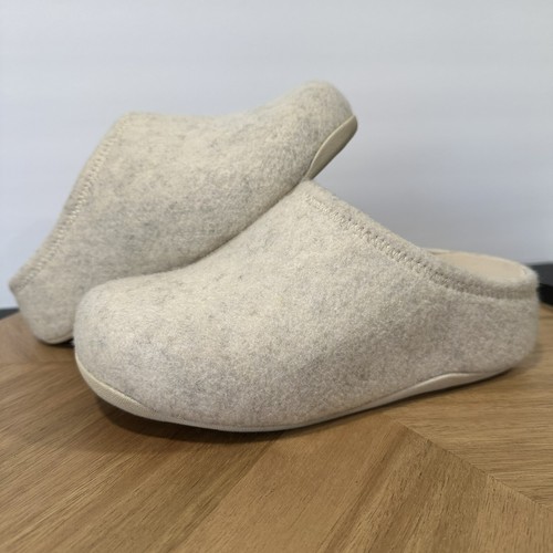 Fitflop Shuv E01 Cushy Felt Clog Slippers Women's Sz 5 US Ivory Gray Heather - Picture 2 of 17