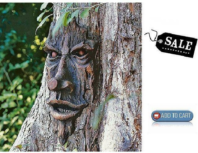 Tree Face Sculpture Art Decor Yard Garden Plaque Outdoor Forest