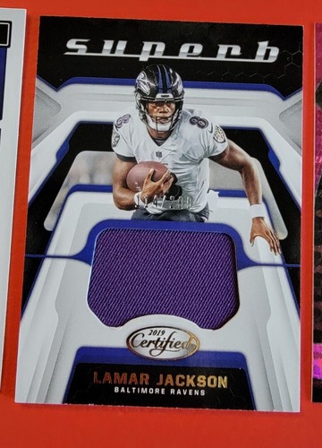 LAMAR JACKSON GETRAGENE TRIKOTKARTE #114/299 & PRIZM + ZAY BLUMEN ROOKIE KARTE RABEN - Bild 2 von 8