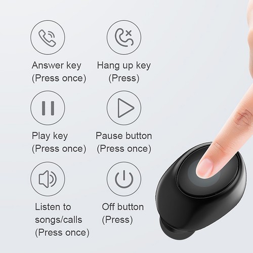 Wireless BT Earphones Stereo In-Ear Mini Sports Workout Earbuds With Microphone - Picture 20 of 30
