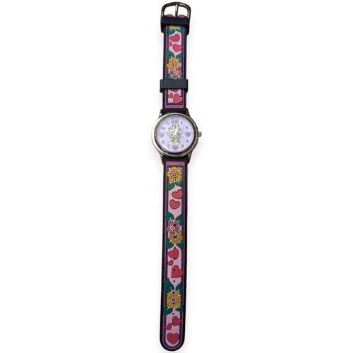 Disney Minnie Mouse Wrist Watch 1997 leather rubber band hearts rare - Picture 2 of 5