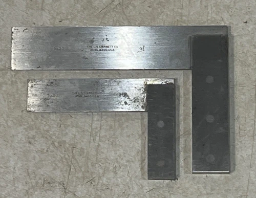 Lot of 2 Vintage Starrett 3" &  4-1/2" No. 20 Machinist Square USA