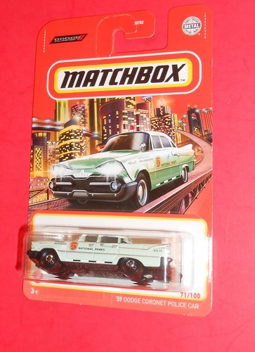 MATCHBOX '59 DODGE CORONET POLIZEIAUTO 71/100 VERSAND KOSTENLOSER STREICHHOLZSCHACHTEL 2020 - Bild 2 von 5