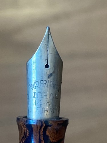 Penna stilografica vintage Waterman 55V con clip 1915 14K pennino rigido 4 7/8" non restaurata - Foto 14 di 23
