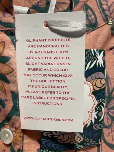 Oliphant Cinched Shirt Maxi Dress Size 2XL Udaipur Coral Floral Embroidered - Picture 3 of 6