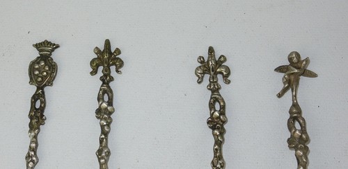 8 Italian 800 Silver Iced Tea Spoons Italy Eagle LIon Cupid Handle Ends - Picture 2 of 7