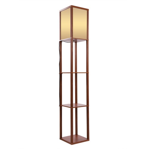 Moderne Stehlampe Stehlampe mit Regal Stoff Leinen Schatten Warmes Licht DE - Bild 8 von 14