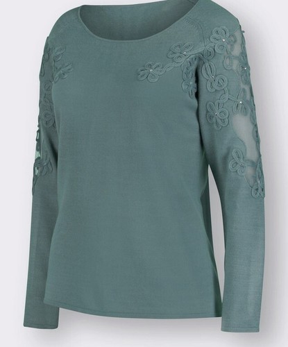 718018 Fair Lady by Witt Weiden Damen Pullover jade grün Glitzer NEU Gr. 36 - 38 - Bild 2 von 2