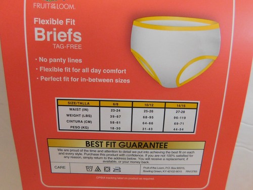 Fruit Of The Loom Girl's Seamless Flexible Fit Brief Underwear 6 Pair Size 14/16 - Picture 5 of 6