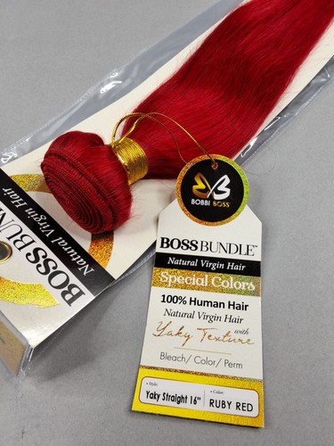 16” Ruby Red Boss Bundles Yaki Straight 100% Human Hair Track Extensions - Picture 3 of 5