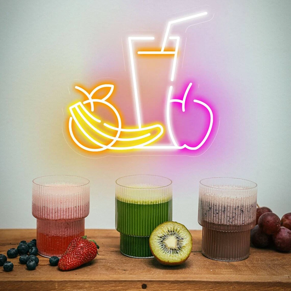 Letrero de neón de helado personalizado de diseño gratuito letrero de batido cafetería restaurante arte Foto 4 de 4