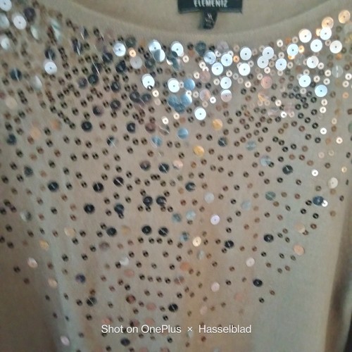 Elementz Sequin Taupe Tunic Sweater Dress Size XL- Holiday Formal Party wear - Picture 3 of 5