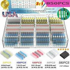 850PCS Waterproof Solder Seal Sleeve Heat Shrink Butt Wire Connectors Terminals